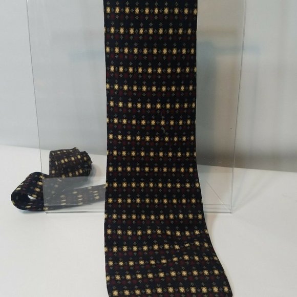 DI MOGGIO GOLD X-LONG MEN'S TIE PURE SILK GEOMETRI - Picture 2 of 6